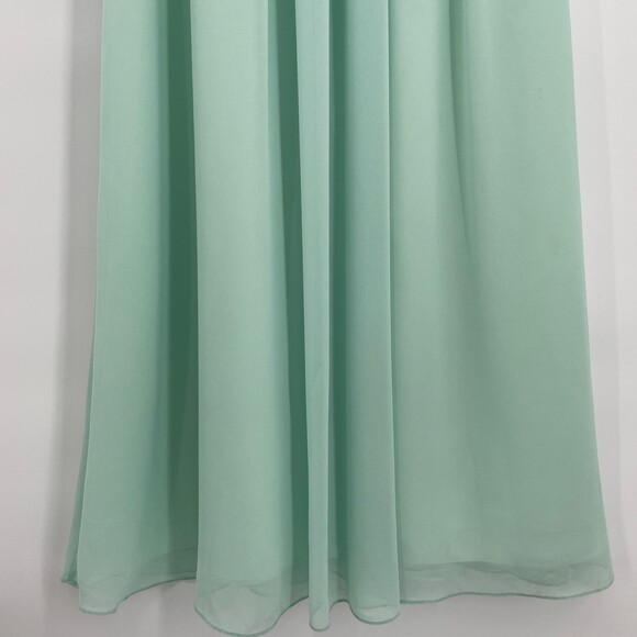 BILL LEVKOFF Mint Green Chiffon Lace Keyhole Bridesmaid Gown Maxi Dress Size 10 - Picture 3 of 8